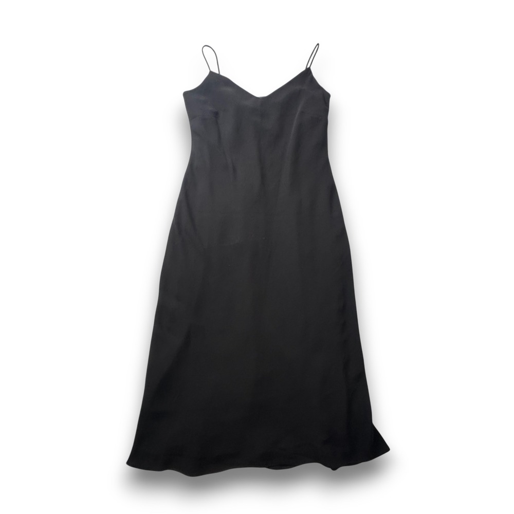 Evan-Picone Womens Black V-Neck Spaghetti Strap Midi Slip Dress Size 10 LBD